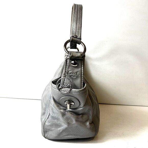 Coach B0971-13622 Gray Pebble Leather Silver Hardware Hobo Shoulder Monogram Bag - Picture 3 of 15